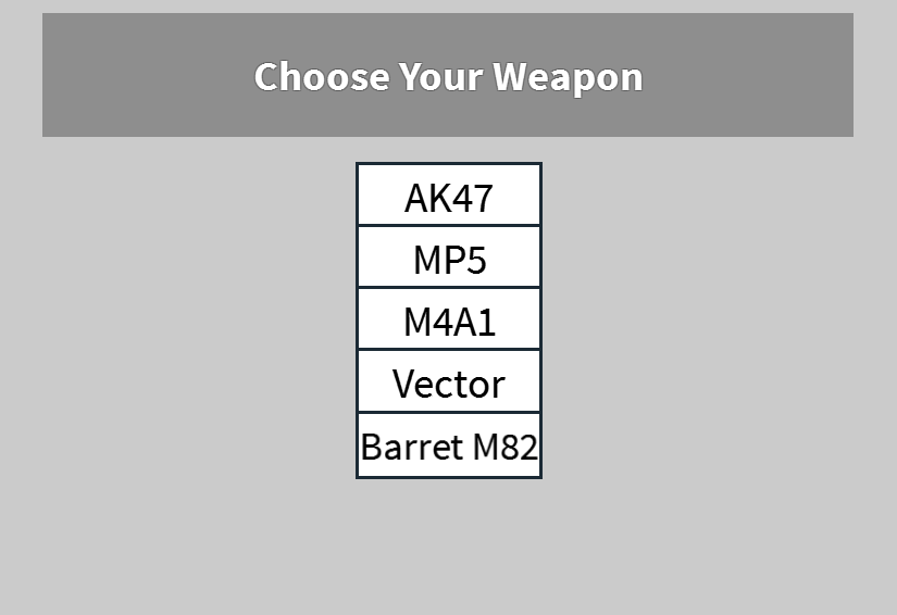 Brand new "Choose your Weapon" GUI in v1.06